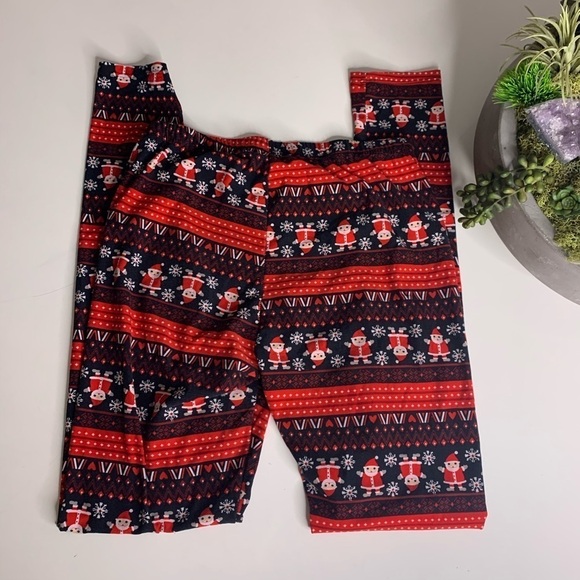 Just One Soft Cozy Stretch Winter Santa Legging Large - Picture 4 of 6